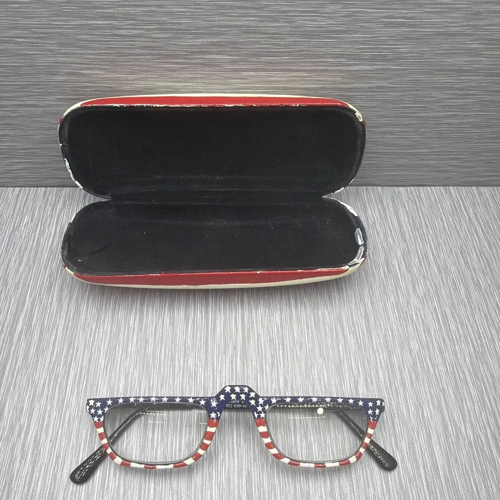 American Flag Reading Glasses +1.50 Hand Painted Patriotic Readers Case New